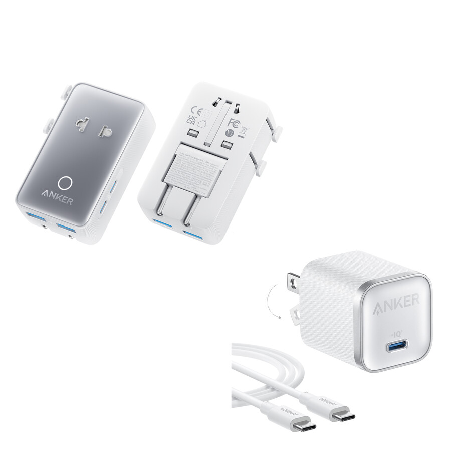 anker nano travel adapter 5-in-1 20w 1-pack e anker nano charger 45w com usb-c para usb-c cable