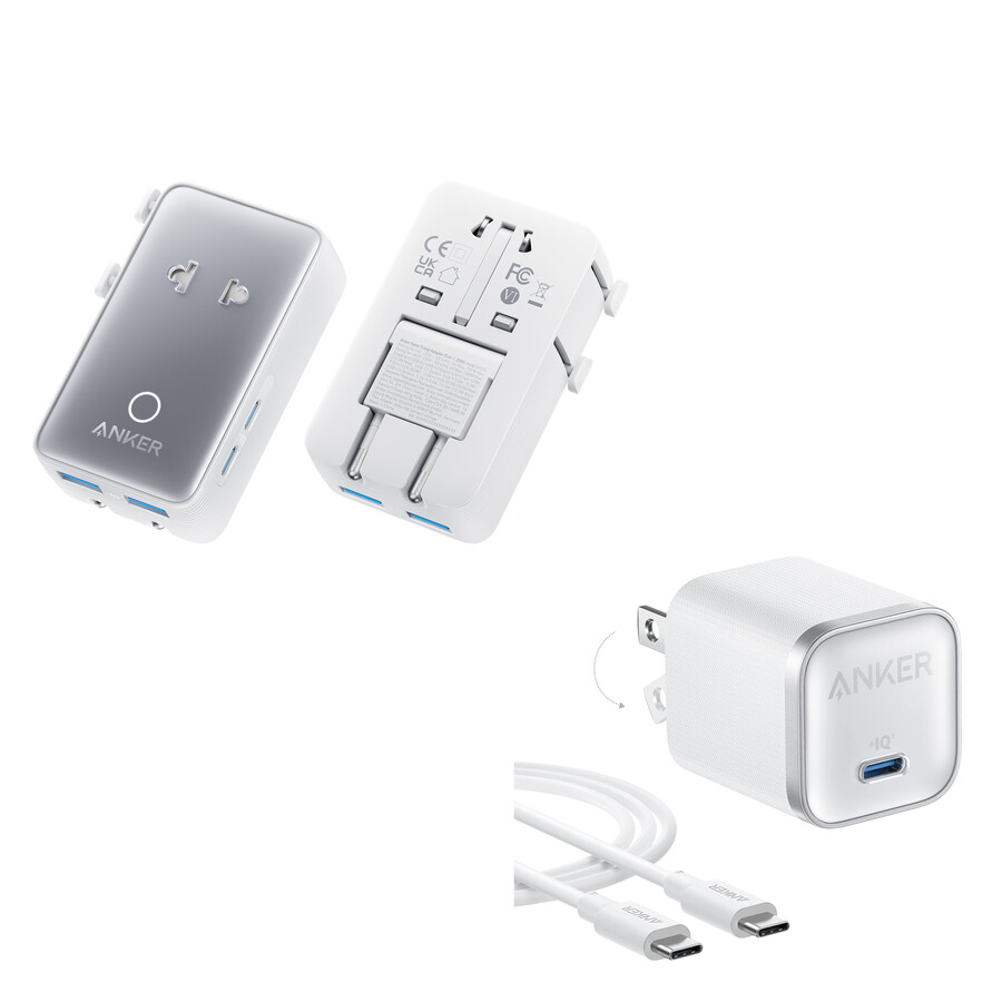 anker nano travel adapter 5-in-1 20w 1-pack e anker nano charger 45w com usb-c para usb-c cable