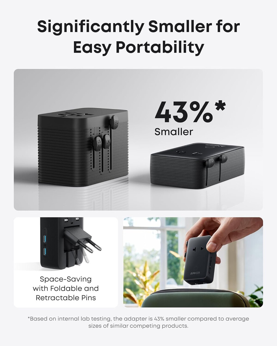 anker nano travel adapter 5-in-1 20w 1-pack e anker nano charger 45w com usb-c para usb-c cable