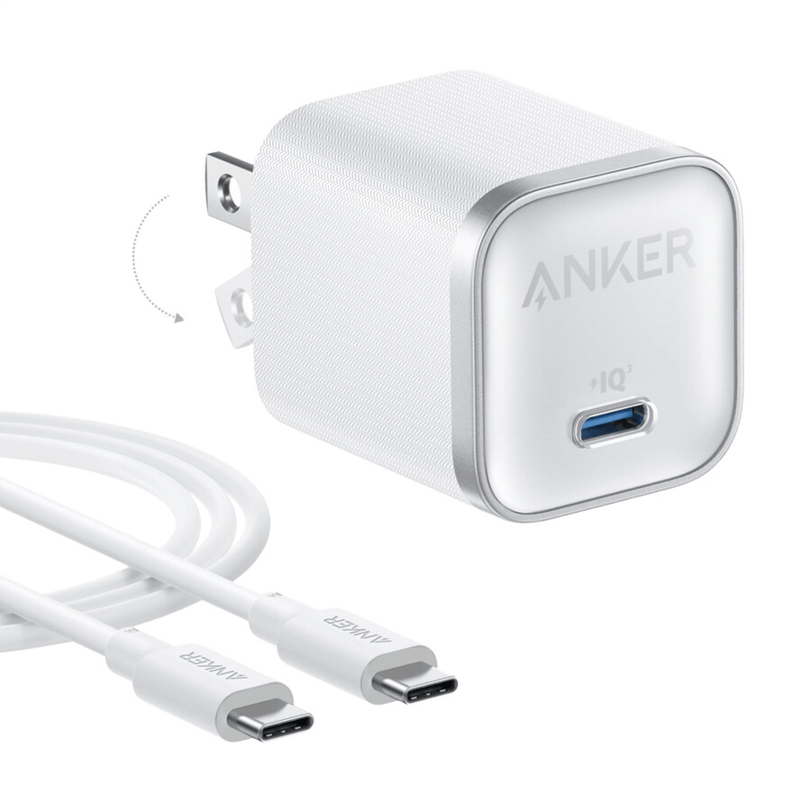 anker nano travel adapter 5-in-1 20w 1-pack e anker nano charger 45w com usb-c para usb-c cable