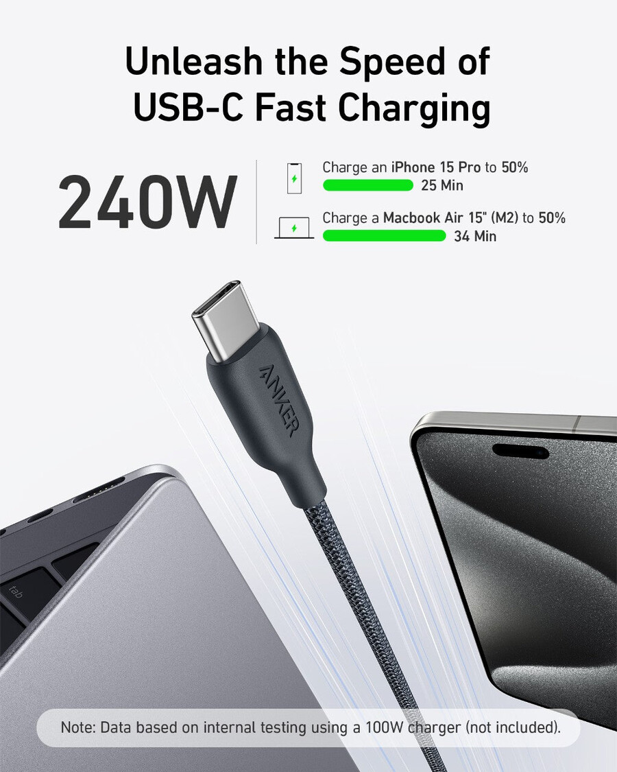 anker 543 usb-c para usb-c cable bio-braided