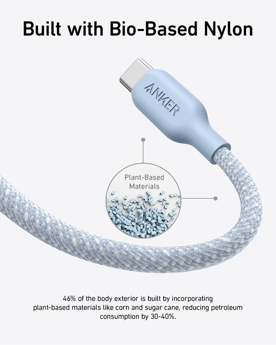 anker 543 usb-c para usb-c cable bio-braided