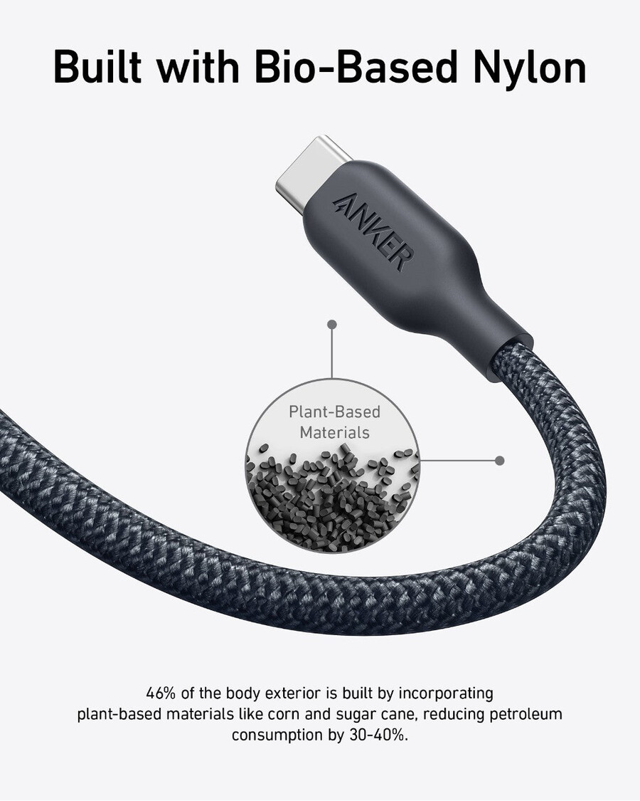 anker 543 usb-c para usb-c cable bio-braided