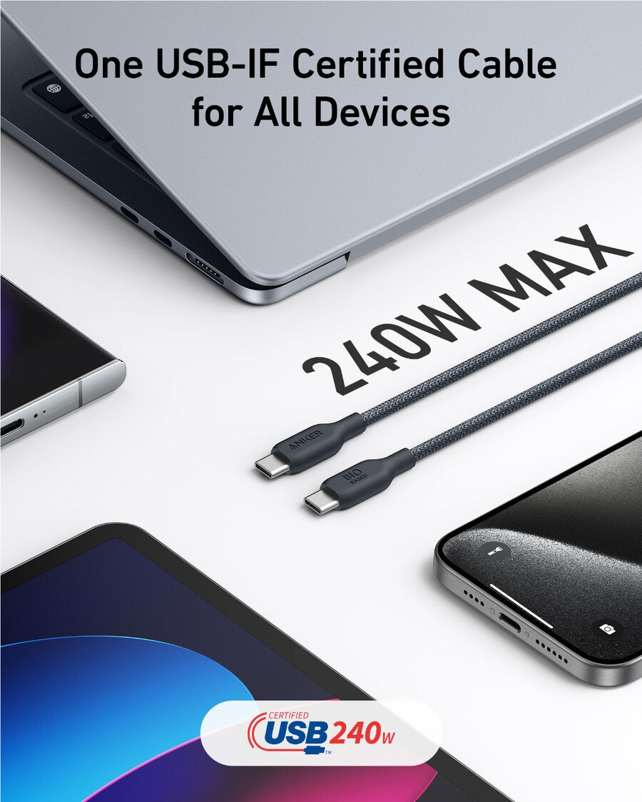 anker 543 usb c to usb c cable 240w 10 ft