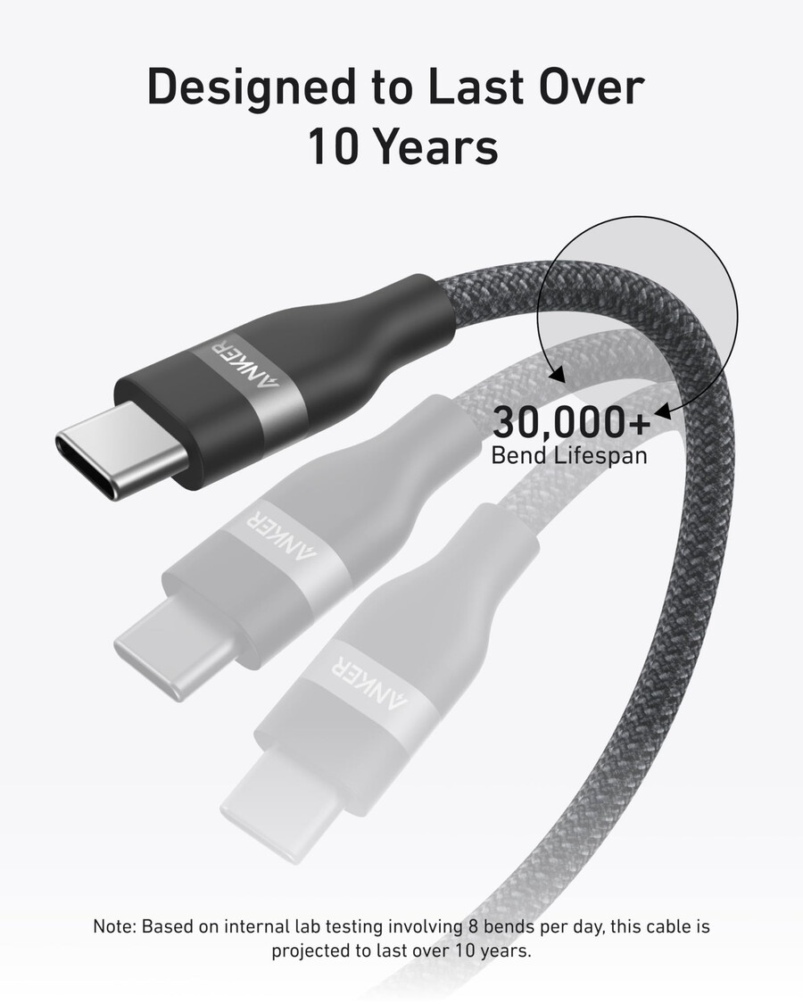 anker usb-c to usb-c cable 3 ft 6 ft 240w upcycled-braided