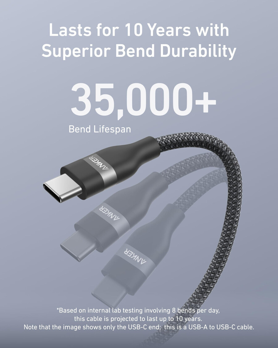 anker usb-a to usb-c cable 3 ft6 ft upcycled-braided