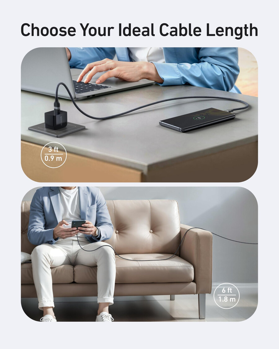 anker usb-a to usb-c cable 3 ft6 ft upcycled-braided