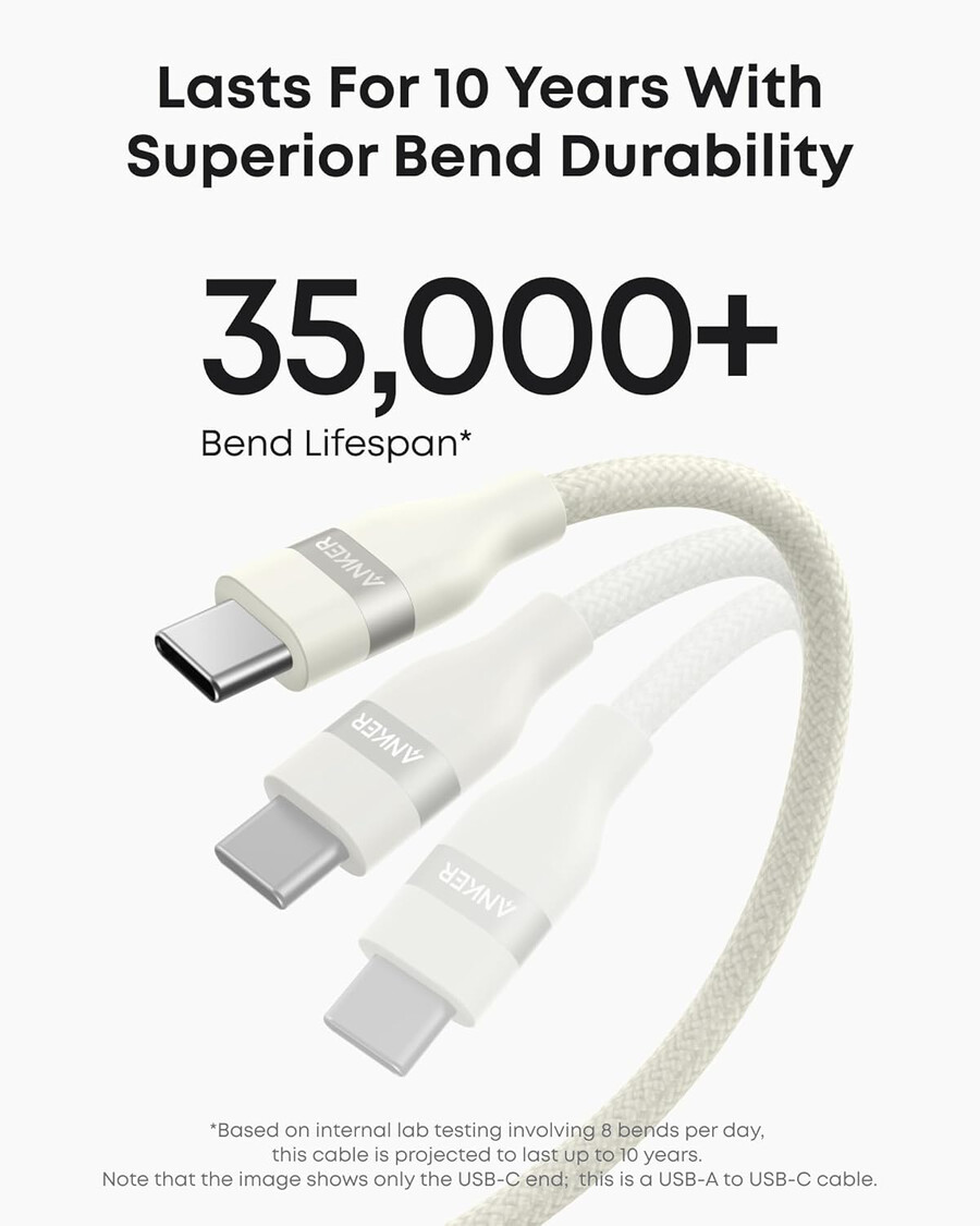 anker usb-a to usb-c cable 3 ft upcycled-braided 2 pack