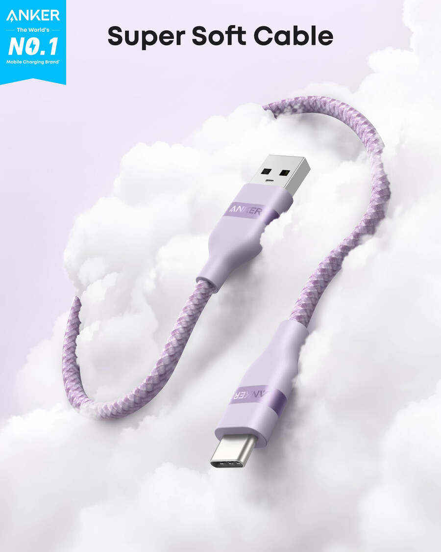 anker usb-a to usb-c cable upcycled-braided 2 pack violet