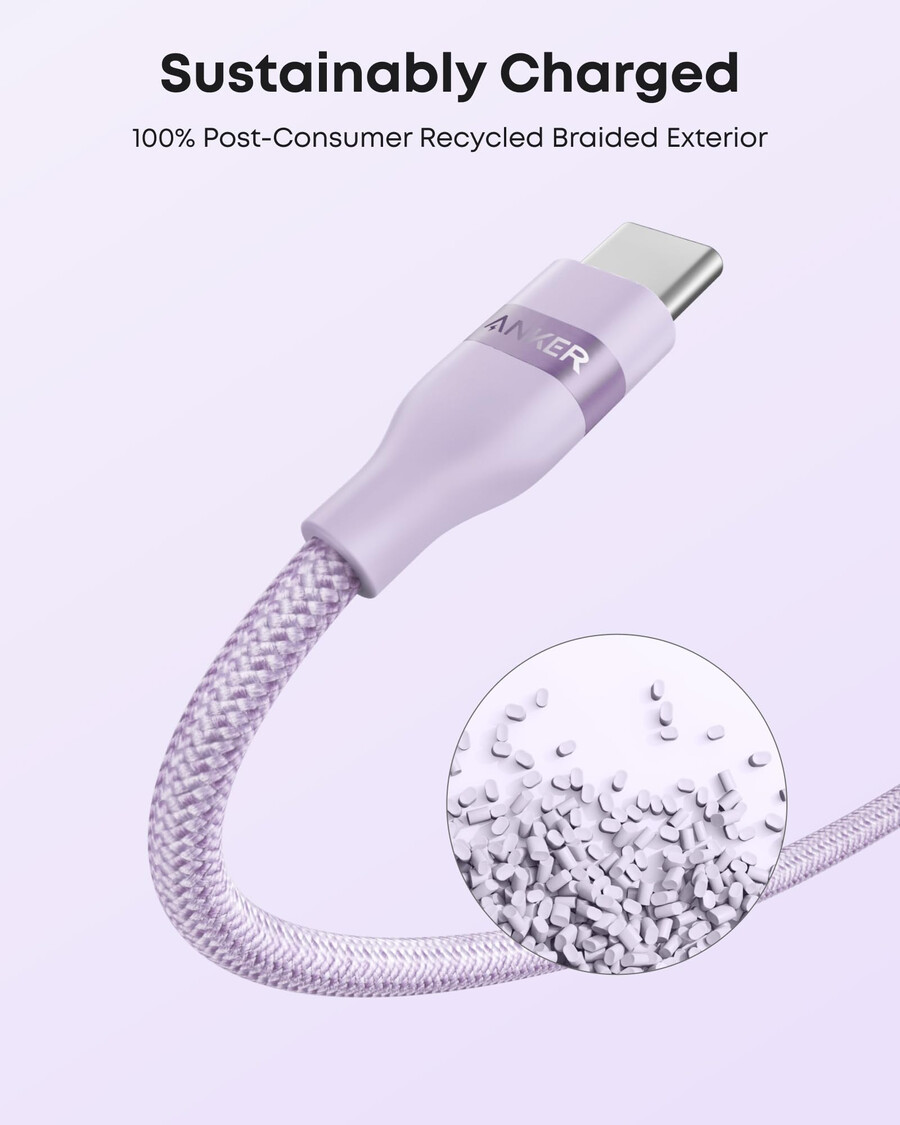 anker usb-a to usb-c cable upcycled-braided 2 pack violet