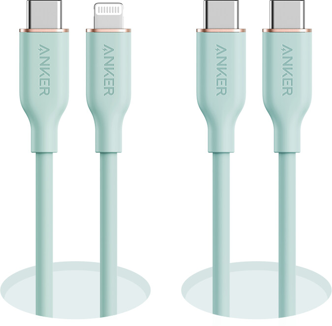 anker 643 usb-c para usb-c cable flow silicone 240w 2-pack midnight black