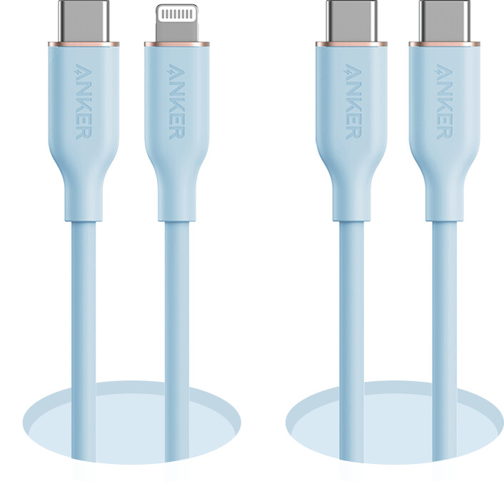 anker 643 usb-c para usb-c cable flow silicone 240w 2-pack midnight black