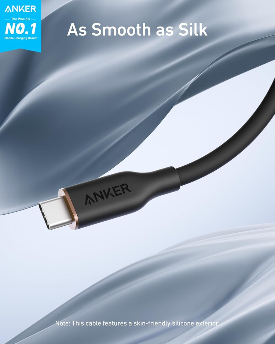 anker 643 usb-c para usb-c cable flow silicone