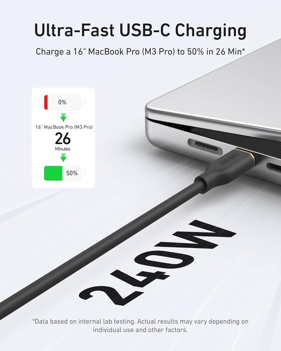 anker 643 usb-c para usb-c cable flow silicone