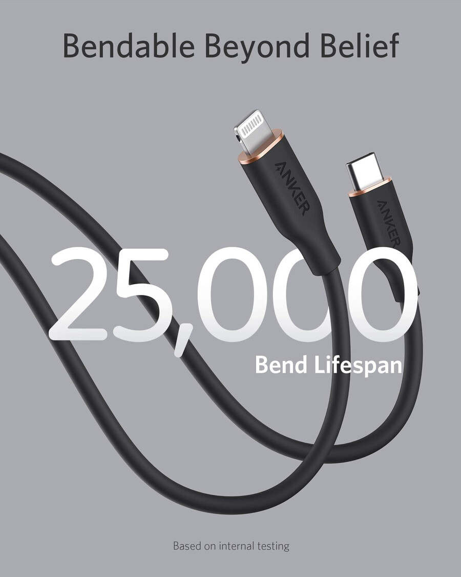 anker 641 usb-c para lightning cable flow silicone