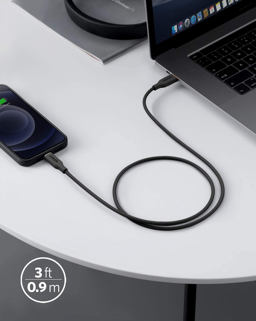 anker 641 usb-c para lightning cable flow silicone