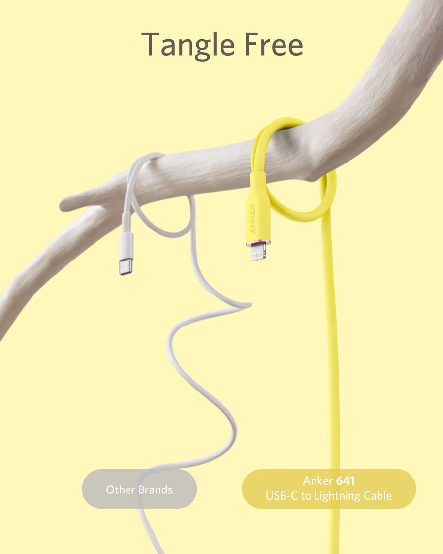anker 641 usb-c para lightning cable flow 3 ft silicone