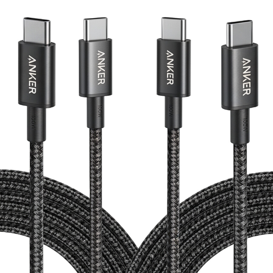 new nylon usb-c to usb-c 100w cable 10 ft 2-pack
