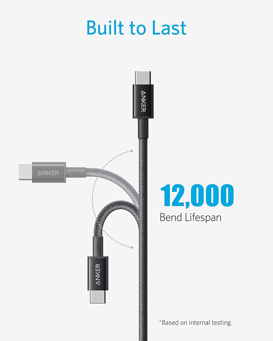 new nylon usb-c to usb-c 100w cable 10 ft
