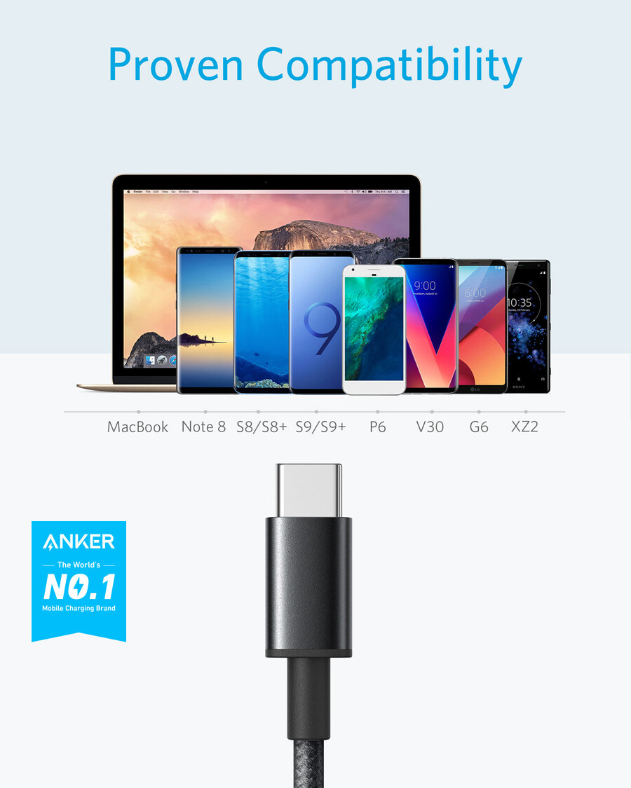anker premium nylon usb-c to usb-a cable 2-pack
