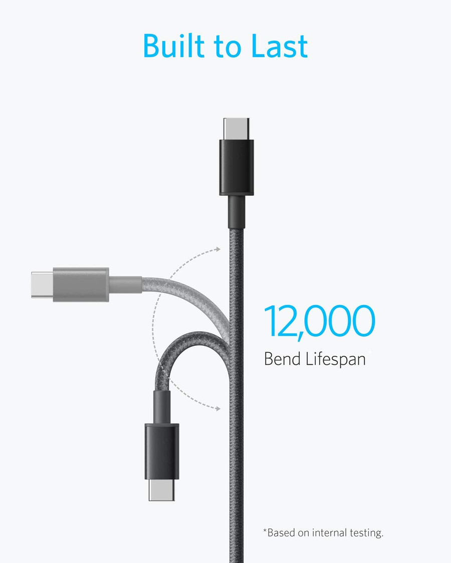 2-pack new nylon usb c to usb c cable 3.3ft 60w
