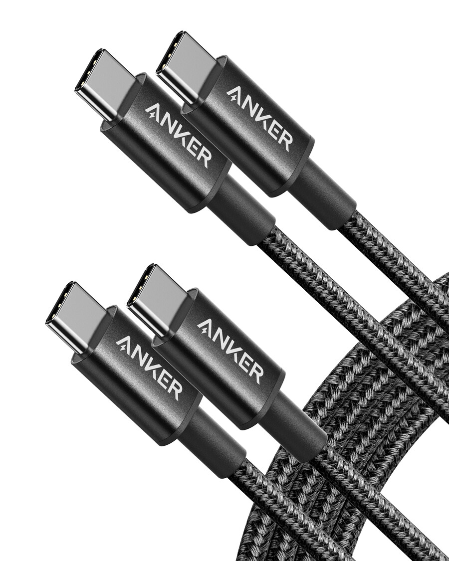 2-pack anker new nylon usb-c to usb-c cable 3 ft 6 ft 60w