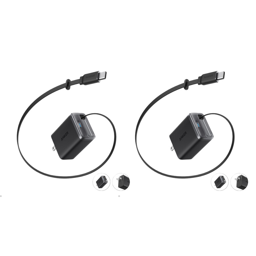 anker nano charger 35w built-in retractable usb-c cable -2- pack