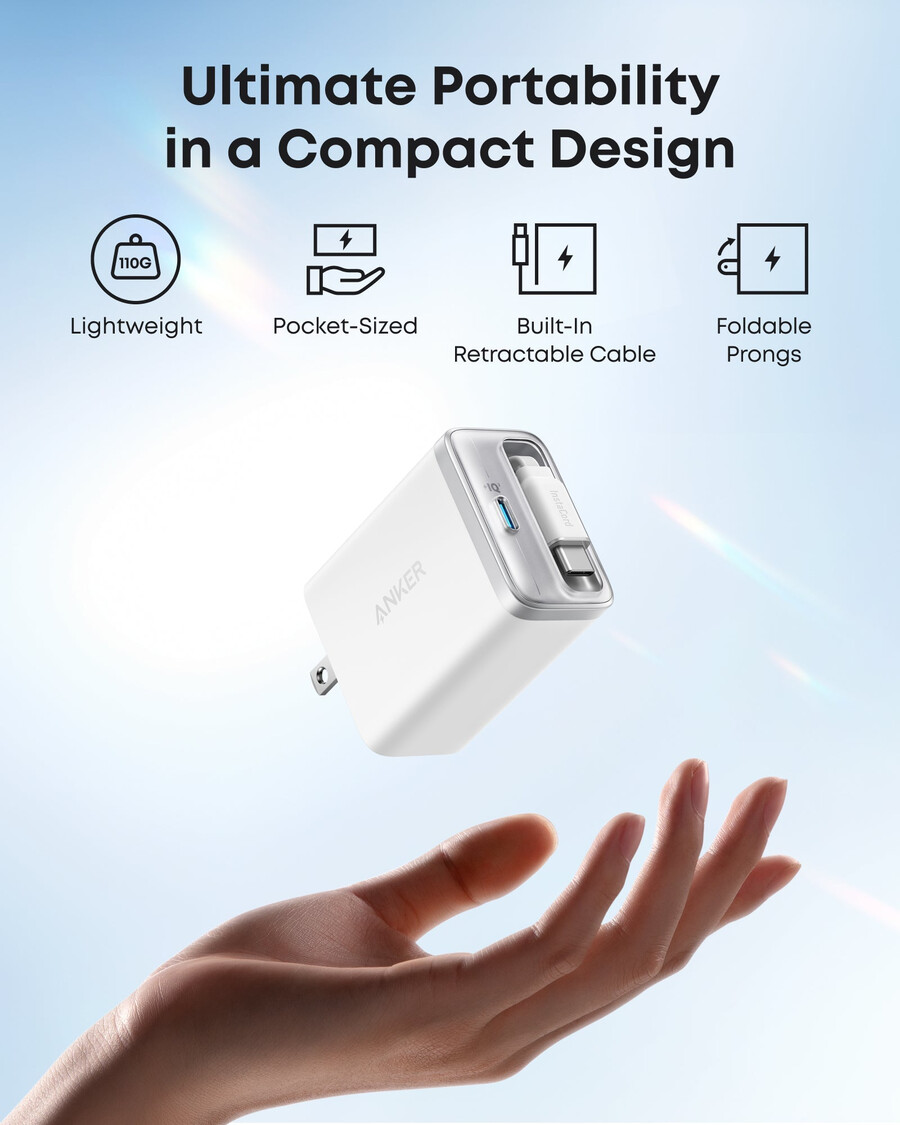 anker nano charger 35w built-in retractable usb-c cable