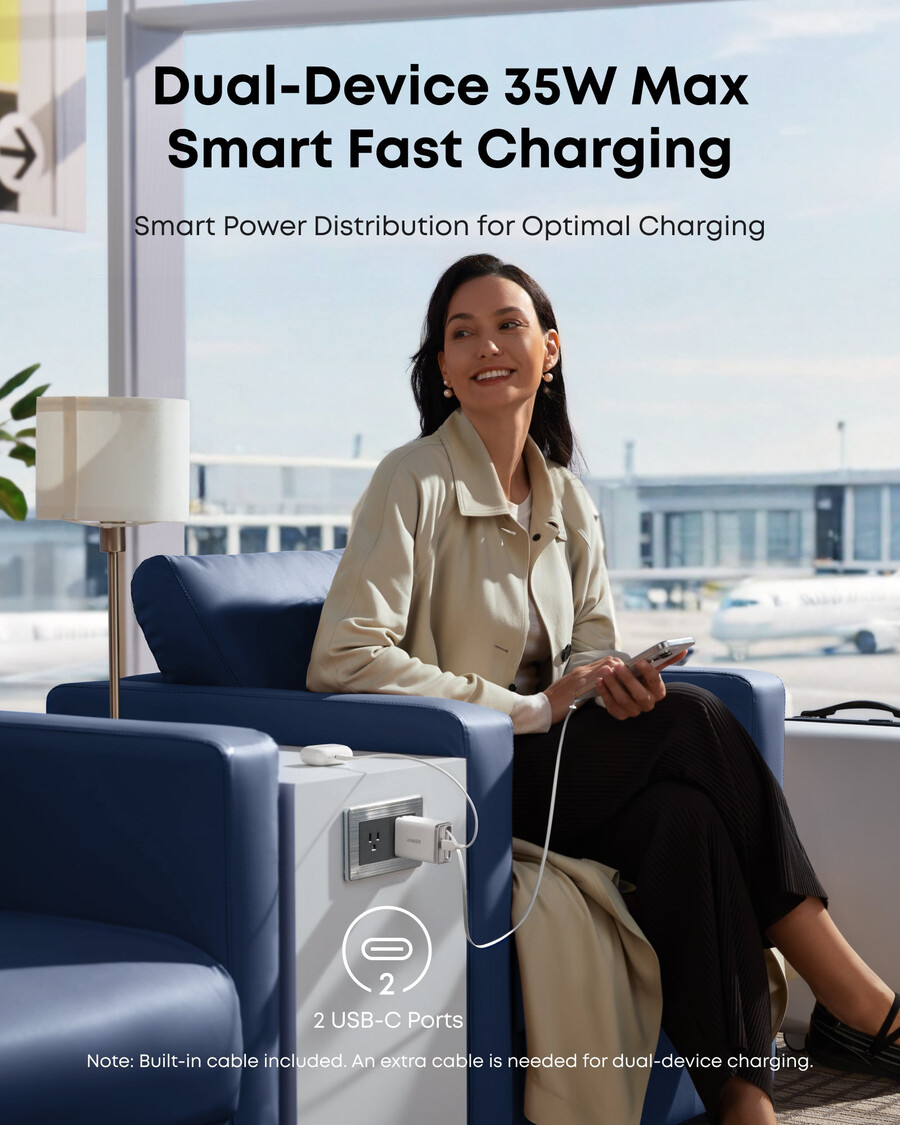 anker nano charger 35w built-in retractable usb-c cable