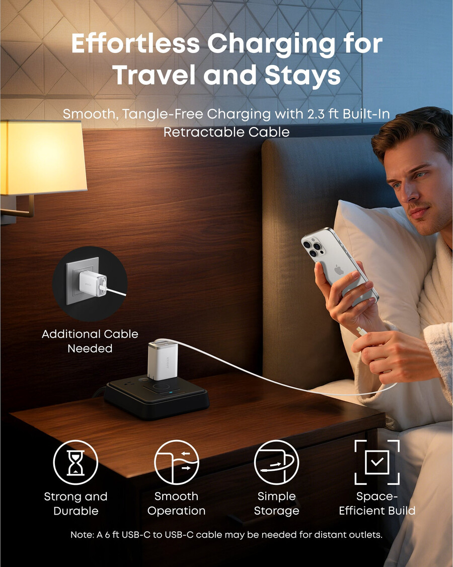 anker nano charger 35w built-in retractable usb-c cable