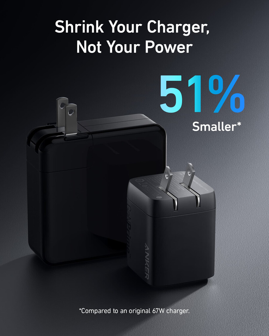 anker prime 67w gan wall charger 3 ports