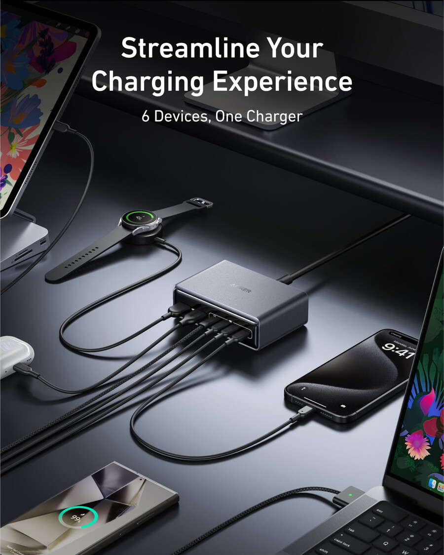 anker prime charger 200w 6 ports gan