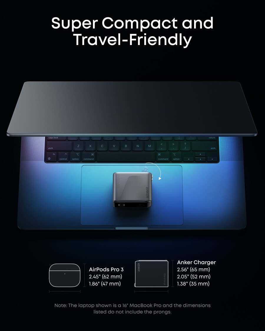 anker prime charger 160w 3 ports smart display