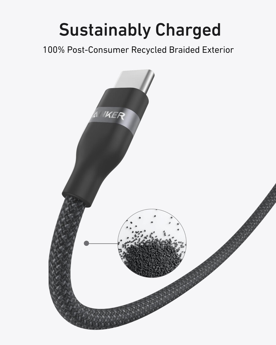 anker prime charger 100w 3 ports gan e anker usb-c para usb-c cable 3 ft 6 ft 240w upcycled-braided