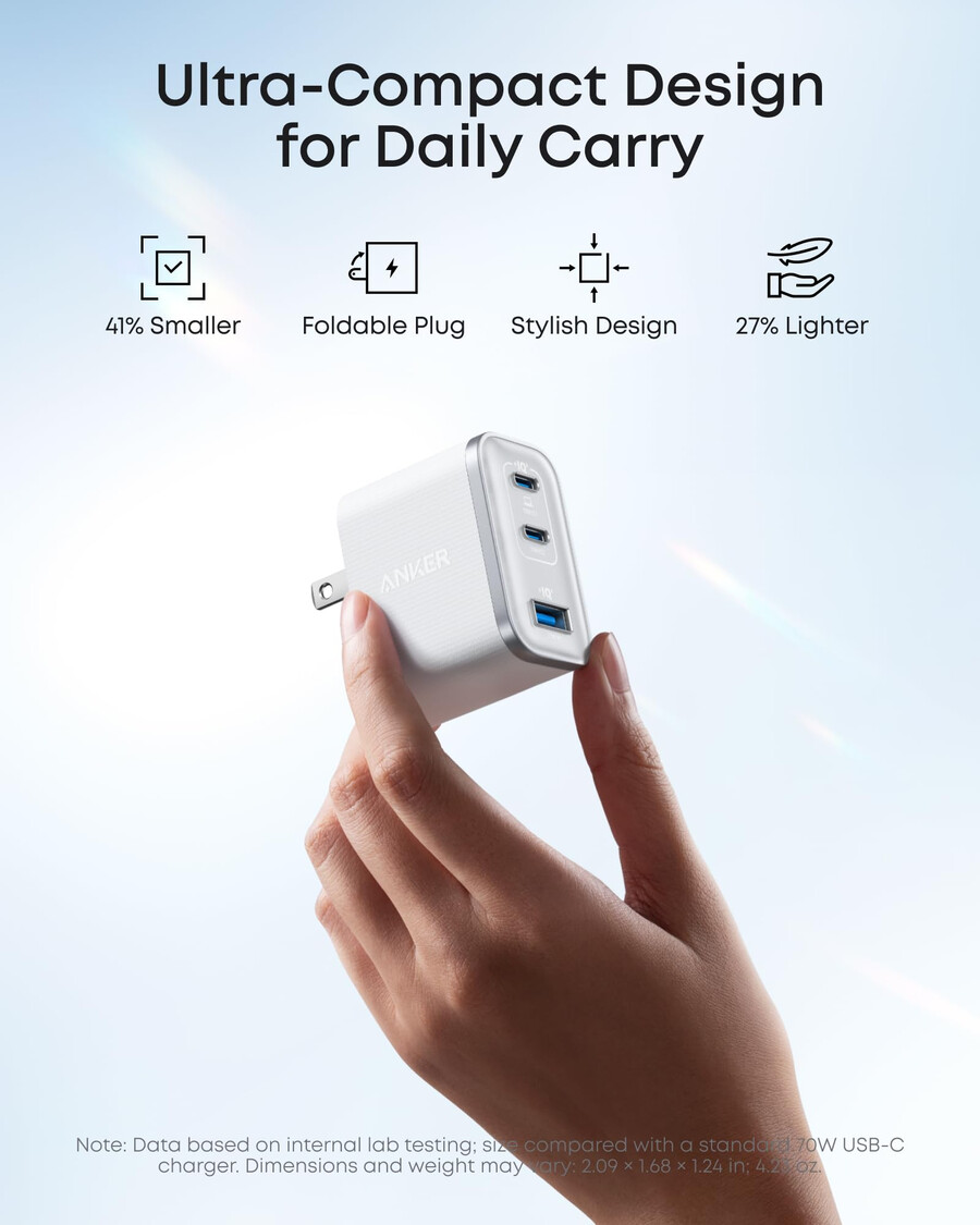 anker nano charger 70w 3 ports
