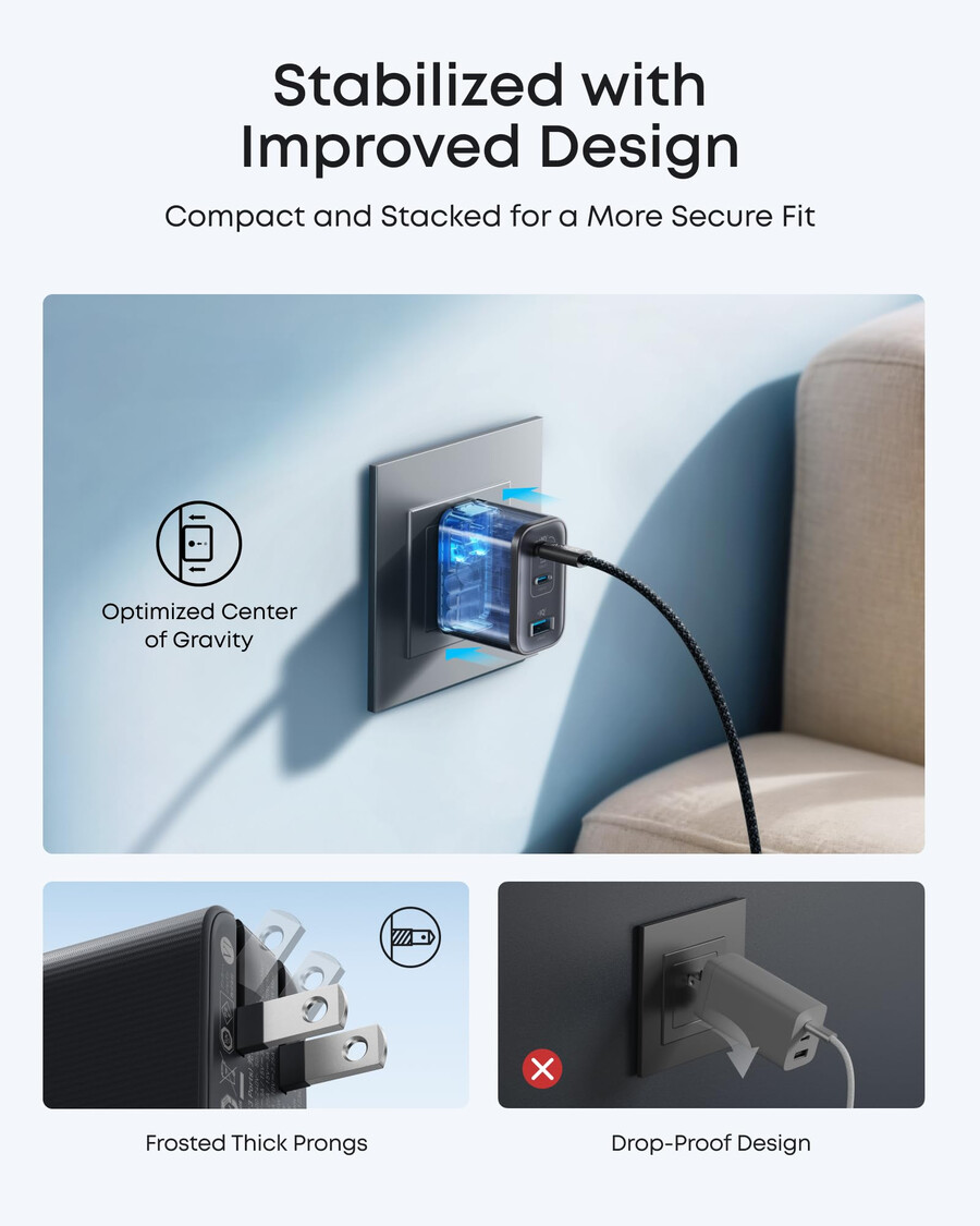 anker nano charger 70w 3 ports