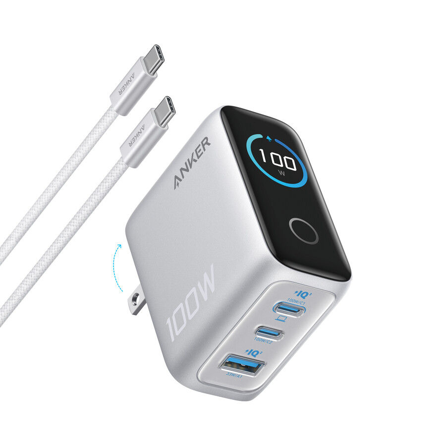 anker charger 100w 3 ports smart display