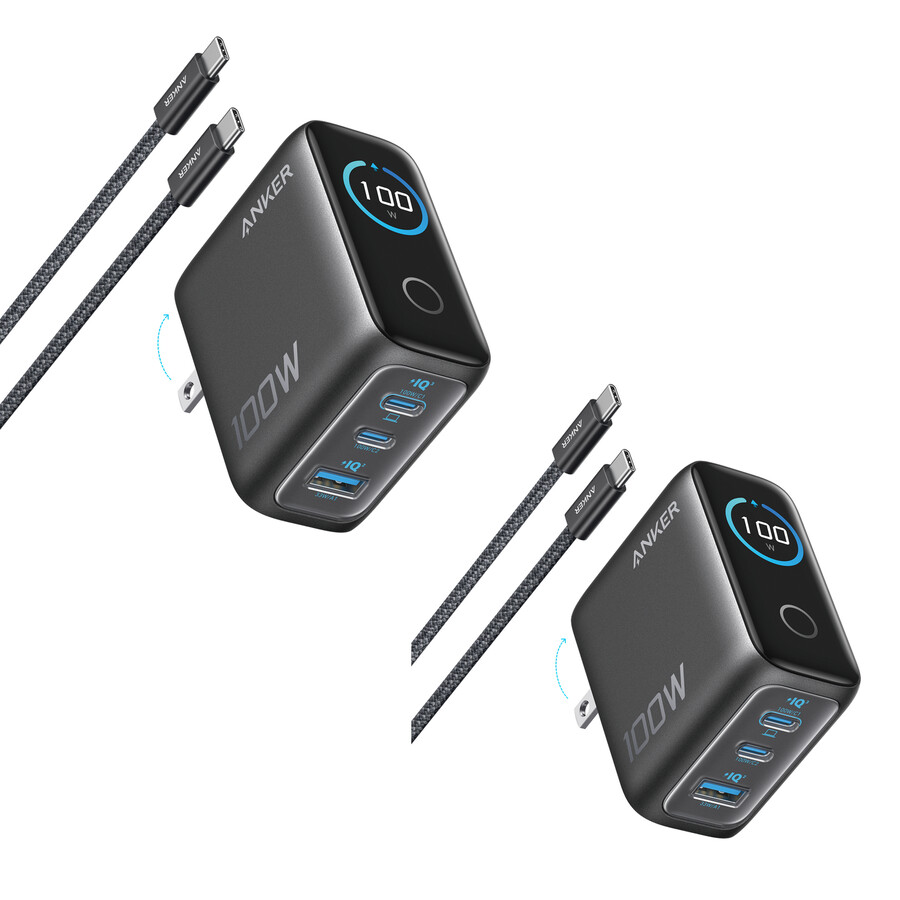 anker charger 100w 3 ports smart display