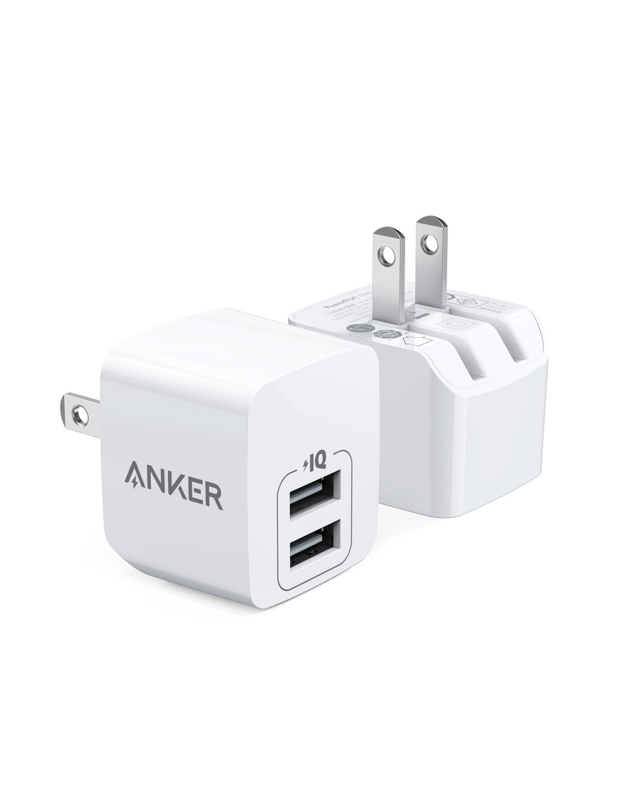 anker dual-port 12w wall charger 2-pack