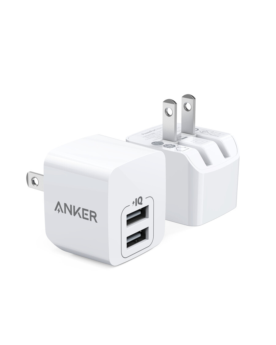 anker dual-port 12w wall charger 2-pack