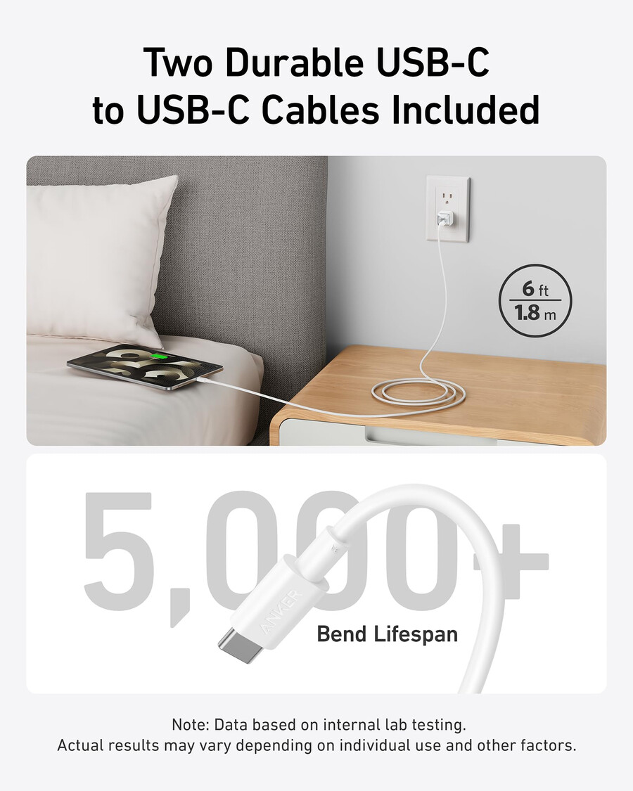 anker 511 charger nano pro with 6 ft usb-c cable2-pack