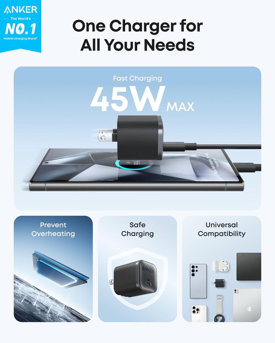 anker nano charger 45w com usb-c para usb-c cable e usb-c para usb-c cable 6 ft 240w upcycled-braided