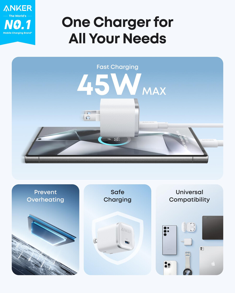 anker nano charger 45w with usb-c to usb-c cable 2-pack