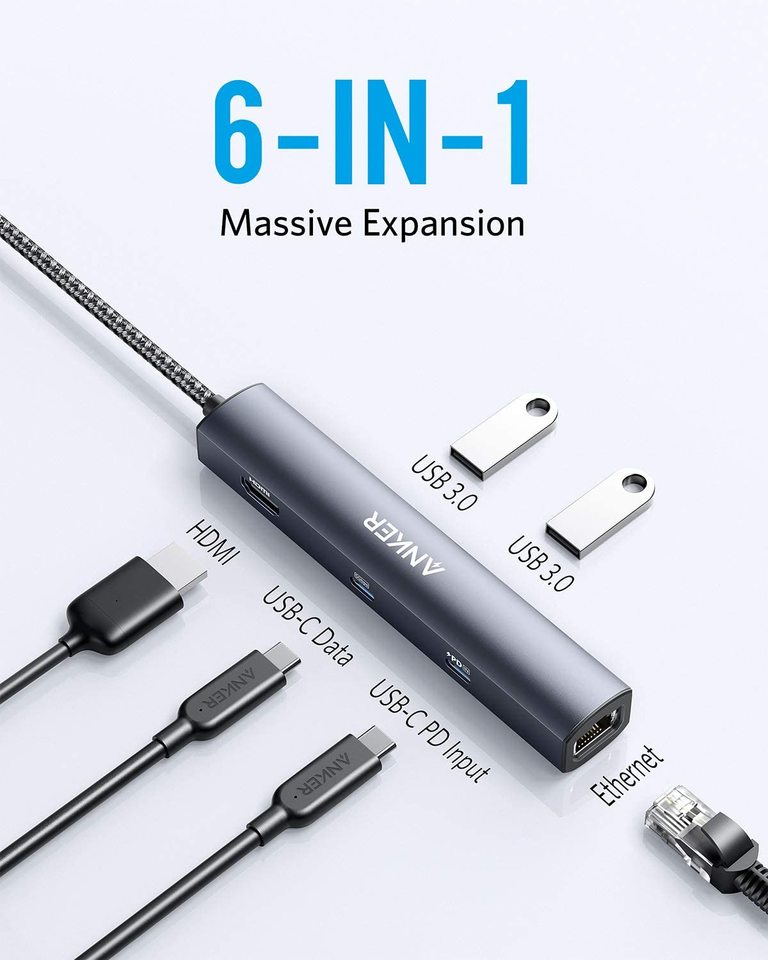 anker 543 usb-c hub 6-in-1 slim