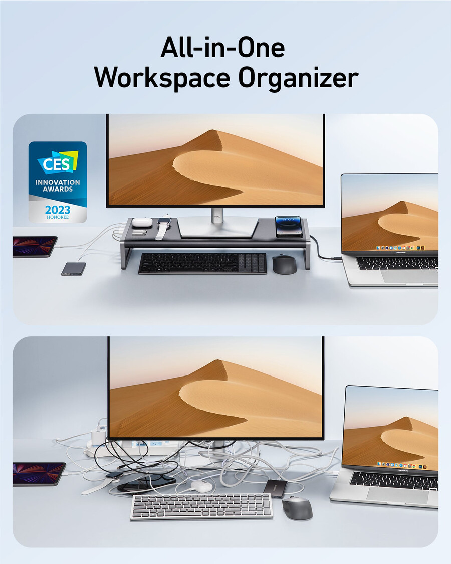anker 675 usb-c docking station 12-in-1 monitor stand wireless