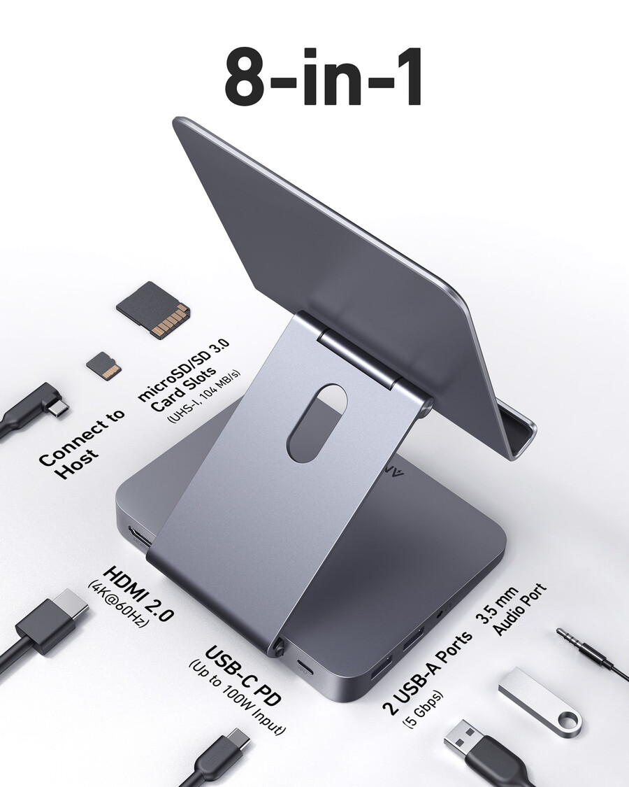 anker 551 usb-c hub 8-in-1 tablet stand