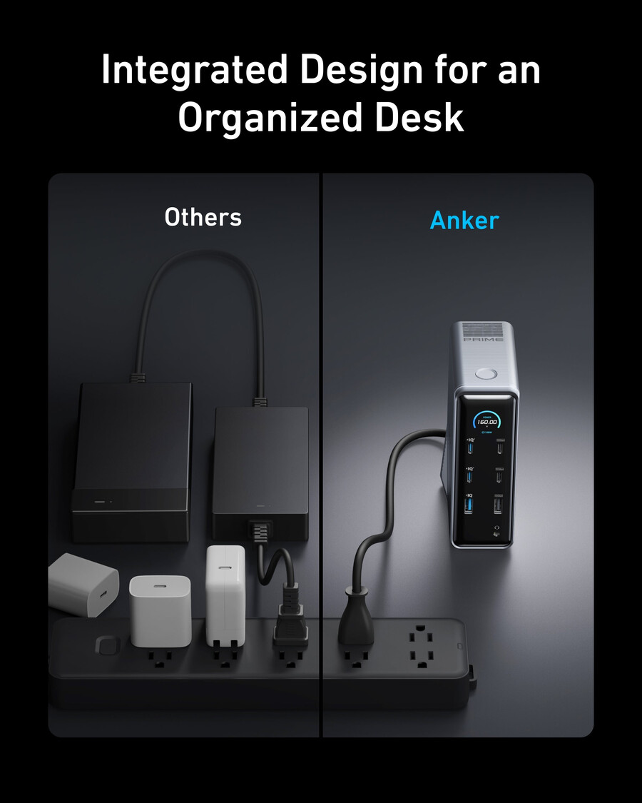anker prime charging docking station with 240w usb-c to usb-c cable