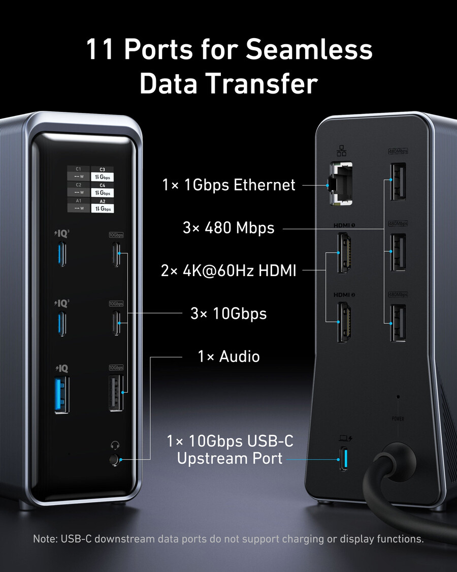 anker prime charging docking station with 240w usb-c to usb-c cable