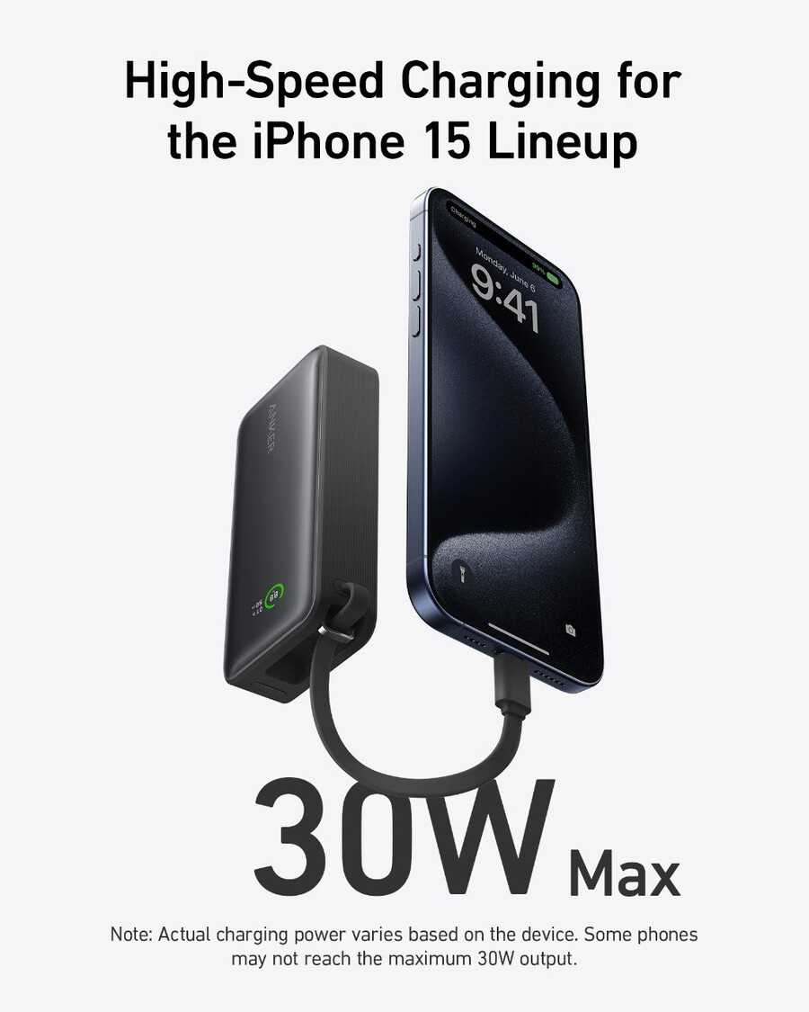 anker nano power bank 30w built-in usb-c cable