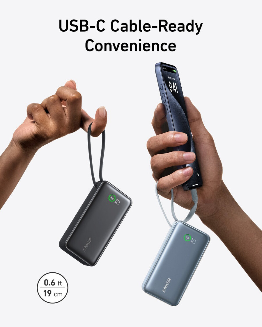anker nano power bank 30w built-in usb-c cable